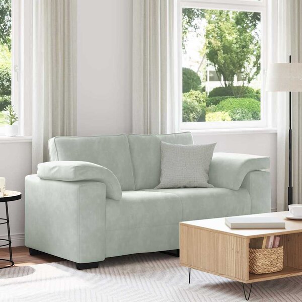 Világosszürke bársony loveseat kanapé 160x77x82 cm