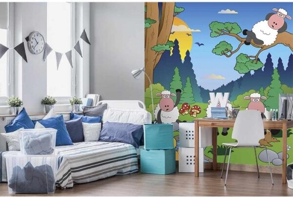 Nem szőtt fotótapéta birkák az erdőben 225 x 250 cm