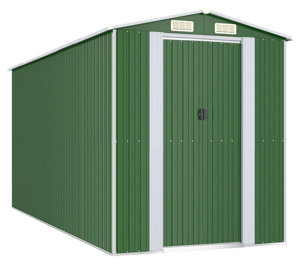 Zöld horganyzott acél kerti fészer 192x440x223 cm