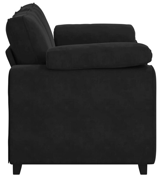 Fekete bársony loveseat kanapé 160x77x82 cm