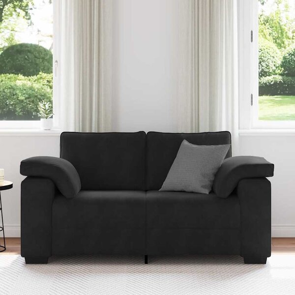 Fekete bársony loveseat kanapé 160x77x82 cm