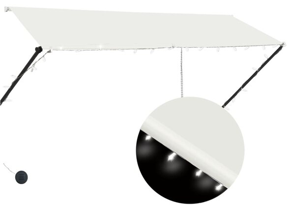 Feltekerhető krémszínű napellenző LED-del 300 x 150 cm
