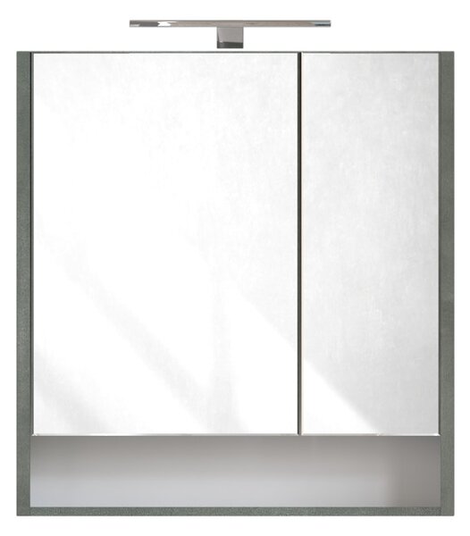 Piramida AKVA Tükrös fürdőszobai szekrény - 2 ajtós kivitel - LED - FEHÉR-SÖTÉT - 65 x 69 cm