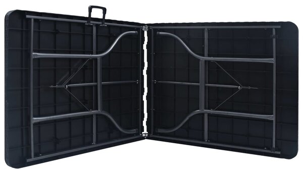 Fekete HDPE rattan szerű összecsukható kerti asztal 180x75x72cm
