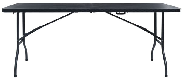 Fekete HDPE rattan szerű összecsukható kerti asztal 180x75x72cm