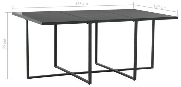 7-részes fekete polyrattan kültéri étkezőszett párnákkal