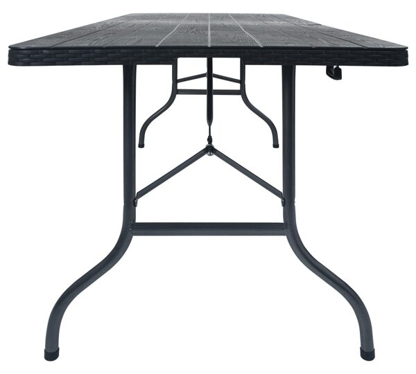Fekete HDPE rattan szerű összecsukható kerti asztal 180x75x72cm