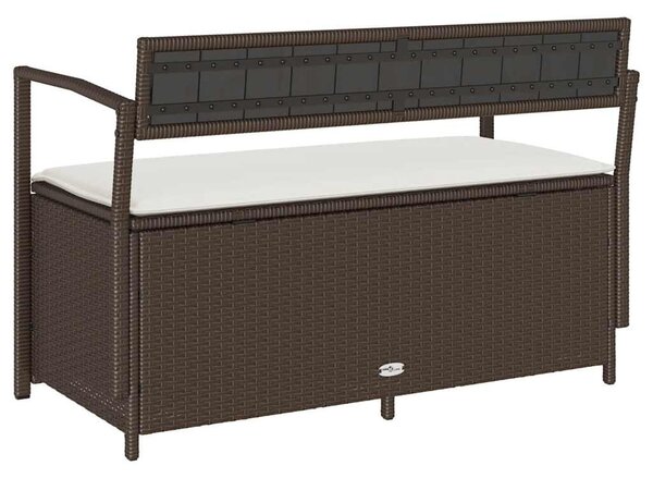 Barna polyrattan kerti tárolópad párnával