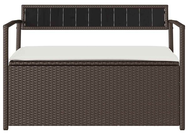 Barna polyrattan kerti tárolópad párnával
