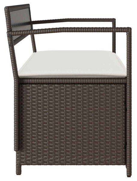 Barna polyrattan kerti tárolópad párnával