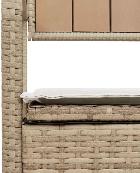Bézs polyrattan kerti tárolópad párnával