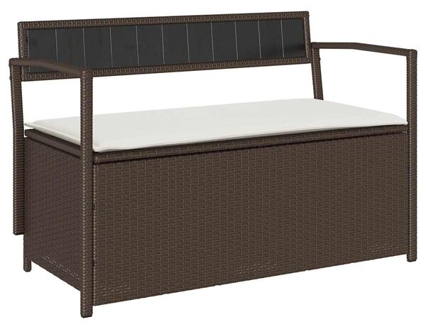 Barna polyrattan kerti tárolópad párnával