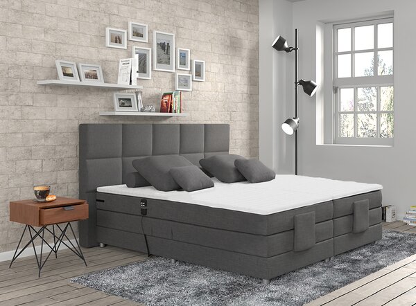 KONDELA Elektromos állítható ágy, boxspring, szürke, 180x200, MURKO NEW