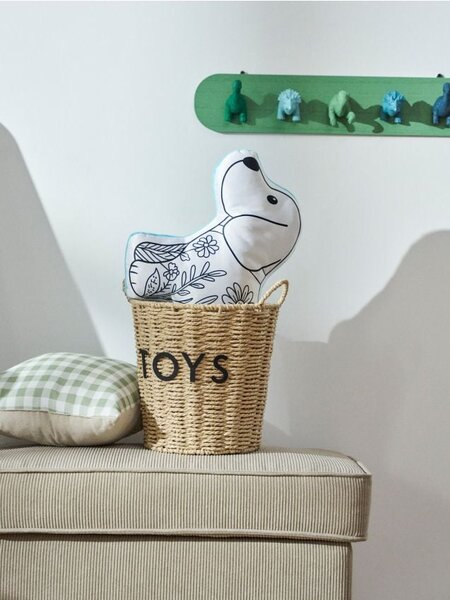 Sinsay - Fonott tároló kosár füllel és felirattal "Toys" - bézs