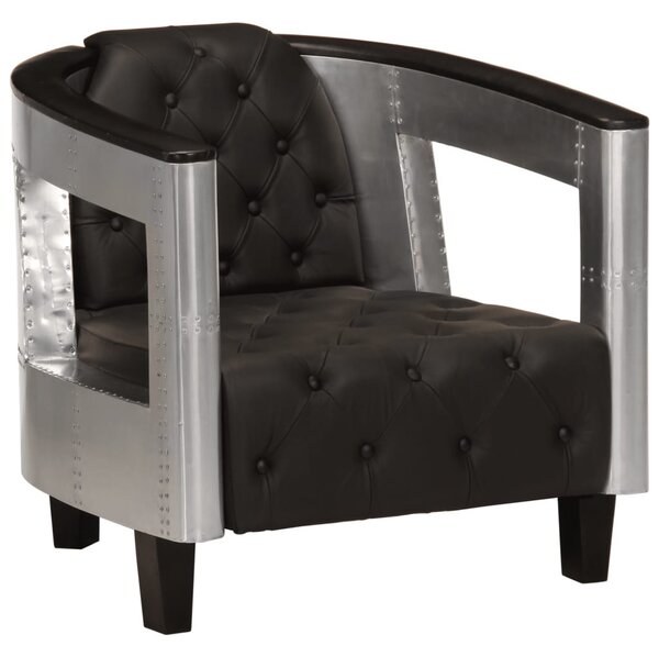 VidaXL fekete repülős stílusú valódi bőr fotel