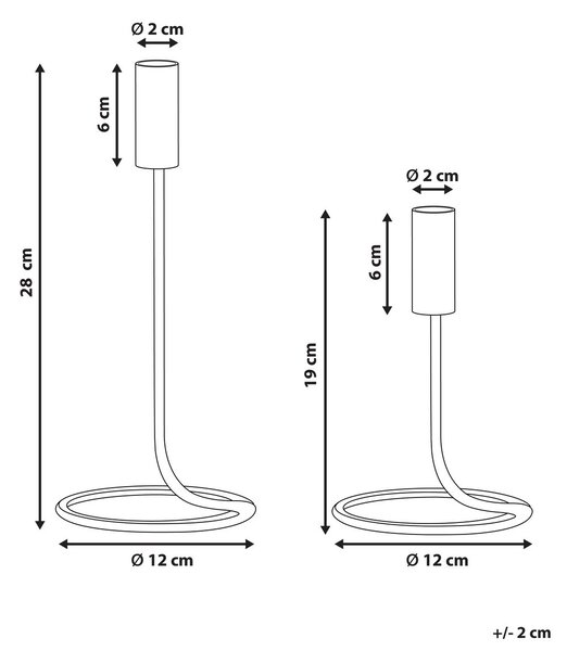 Gyertyatartó kétdarabos szettben BUNYU Fém 19/28 cm Arany