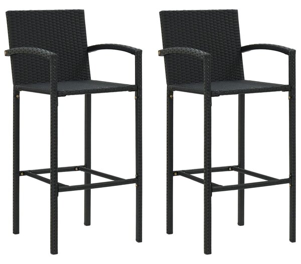 2 db fekete polyrattan bárszék