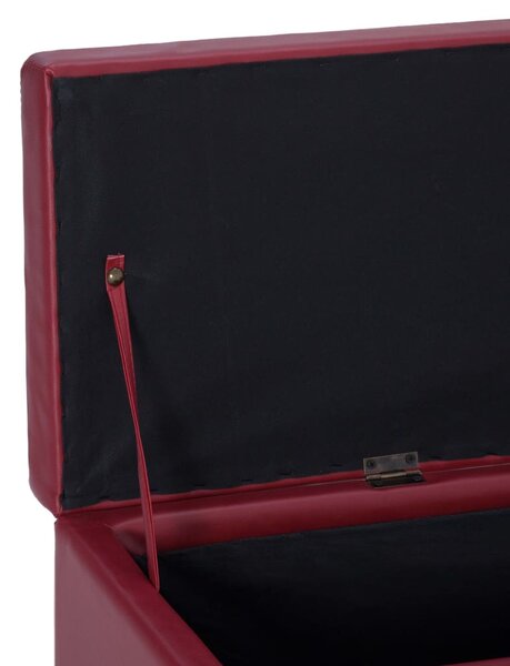 Bordó műbőr pad tárolórekesszel 116 cm