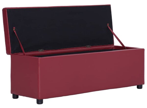 Bordó műbőr pad tárolórekesszel 116 cm