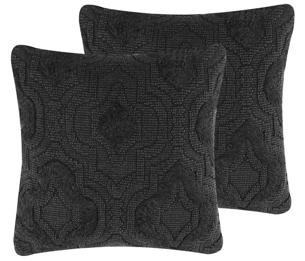 Díszpárna PAIKA Pamut 45 x 45 cm Sötétszürke Ikat