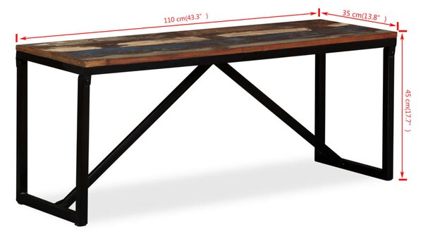 Tömör újrahasznosított fa pad 110 x 35 x 45 cm