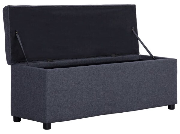 Sötétszürke poliészter pad tárolórekesszel 116 cm