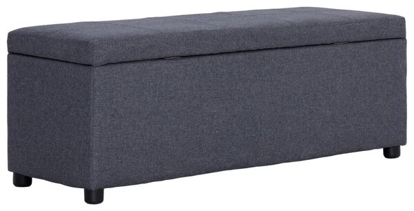 Sötétszürke poliészter pad tárolórekesszel 116 cm
