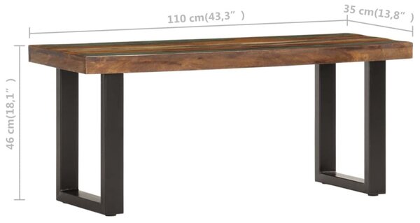 Tömör újrahasznosított fa és acél pad 110 cm