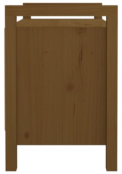 Mézbarna tömör fenyőfa előszoba pad 80 x 40 x 60 cm