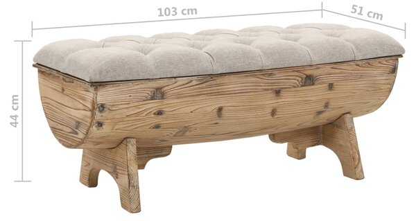 Tömör fa és szövet tárolópad 103 x 51 x 44 cm