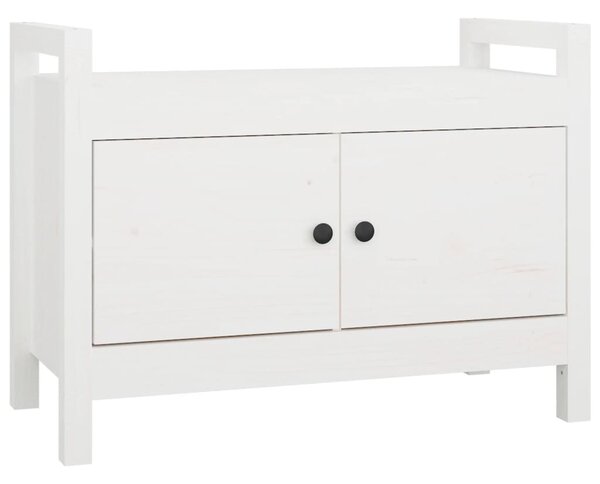 Fehér tömör fenyőfa előszoba pad 80 x 40 x 60 cm