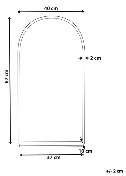 Falitükör polccal DOMME 40 cm 67 cm Fém Fekete