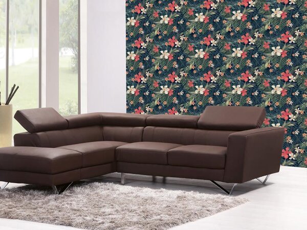 Luxus nem szőtt tapéta színes hibiszkusz levelekkel