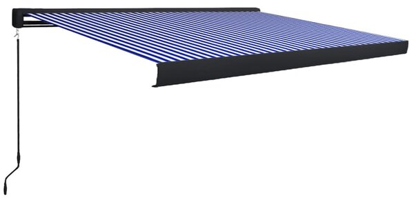 Kék és fehér manuális kazettás napellenző 400 x 300 cm