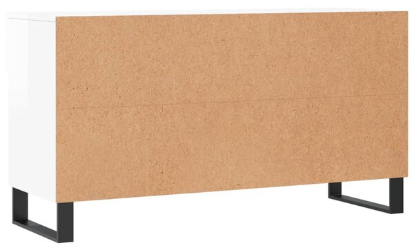Magasfényű fehér szerelt fa cipőpolc 102x35x55 cm