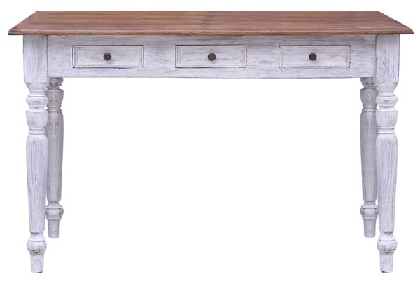 Fehér tömör mahagóni fa fiókos íróasztal 117 x 57 x 75 cm
