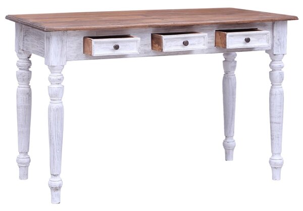 Fehér tömör mahagóni fa fiókos íróasztal 117 x 57 x 75 cm