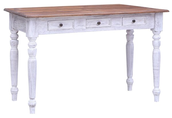 Fehér tömör mahagóni fa fiókos íróasztal 117 x 57 x 75 cm