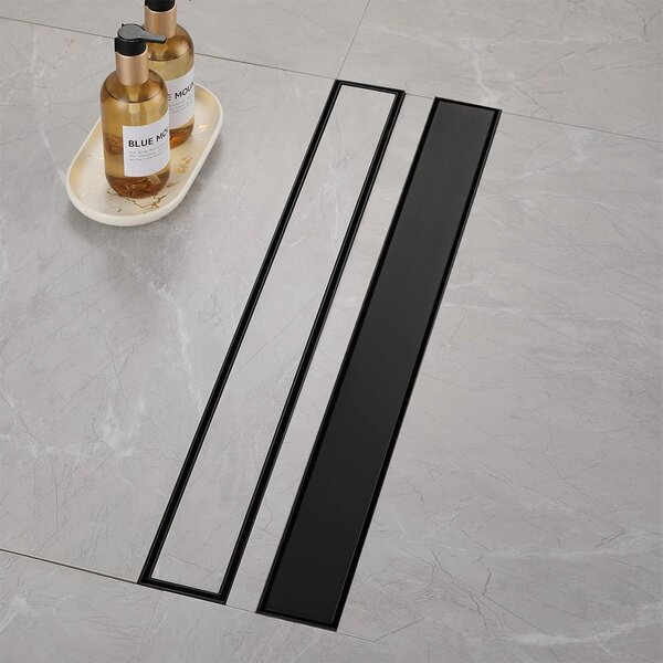 Rea Neox Black Matt, lineáris vízelvezető csatorna 90 cm, 2 az 1-ben minta, fekete matt, REA-G6603