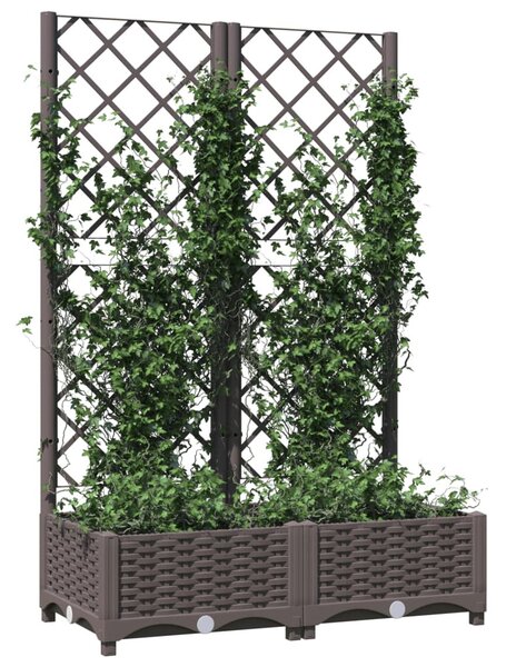 Barna polipropilén rácsos kerti ültetőláda 80 x 40 x 121,5 cm