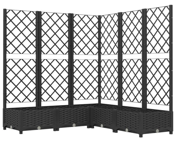 Fekete polipropilén rácsos kerti ültetőláda 120 x 120 x 121,5cm