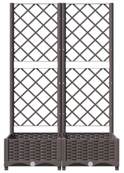 Barna polipropilén rácsos kerti ültetőláda 80 x 40 x 121,5 cm