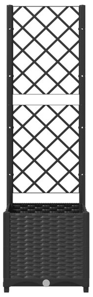 Fekete kerti virágláda ráccsal 40 x 40 x 136 cm PP