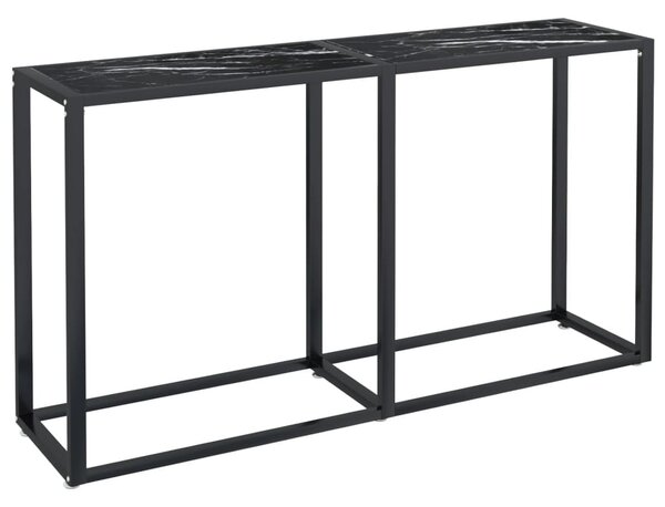 Fekete márványszínű edzett üveg tálalóasztal 140 x 35 x 75,5 cm