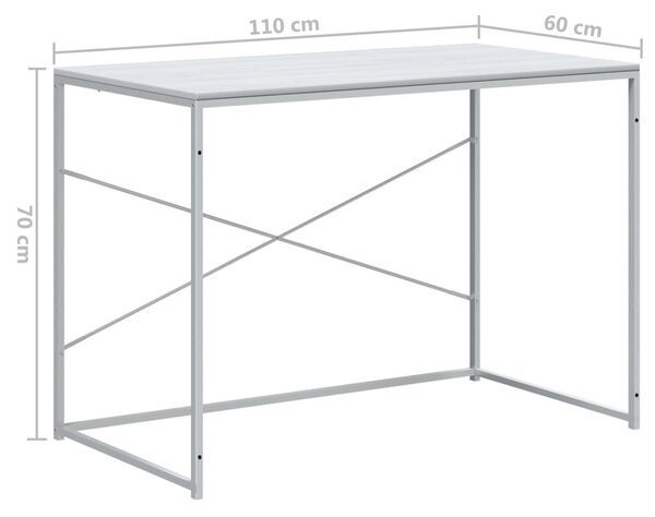 Fehér szerelt fa számítógépasztal 110 x 60 x 70 cm