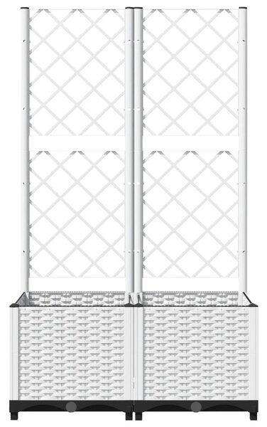 Fehér PP rácsos kerti ültetőláda 80 x 40 x 136 cm