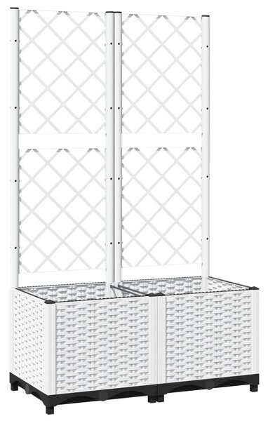 Fehér PP rácsos kerti ültetőláda 80 x 40 x 136 cm