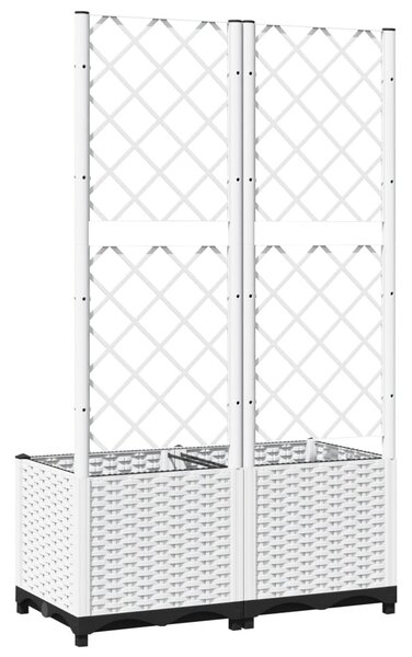 Fehér PP rácsos kerti ültetőláda 80 x 40 x 136 cm