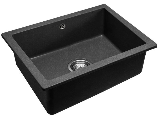 Rea Nels, 1 rekeszes gránit mosogató 560x465x200 mm, fekete pettyes, ZLE-00114