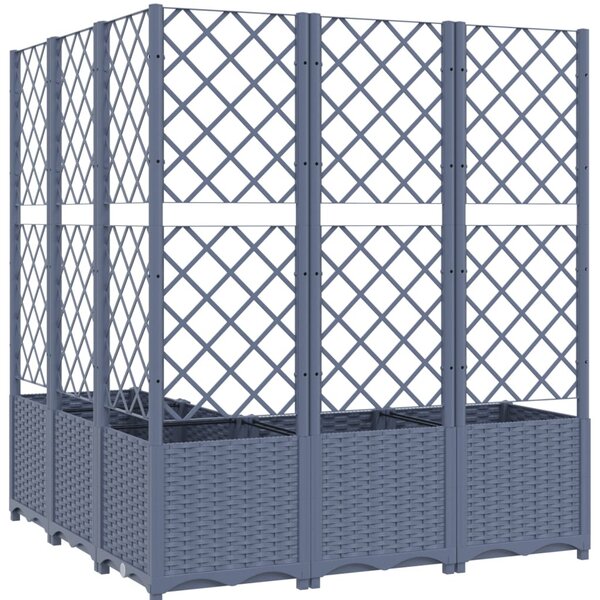 Kékszürke PP rácsos kerti ültetőláda 120 x 120 x 136 cm